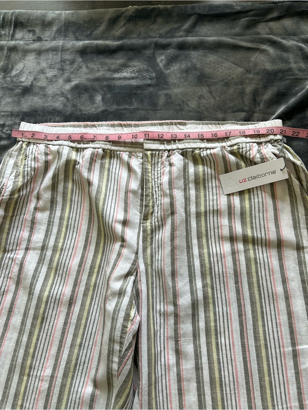 Liz Claiborne Olive, Pink and White Striped Capris - Picture 5 of 7